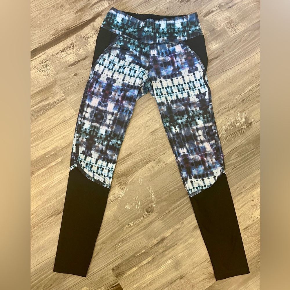 RBX Blue and Black Leggings Geometric Pattern